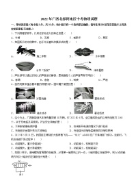 2022年广西北部湾地区中考物理试题(word版无答案)