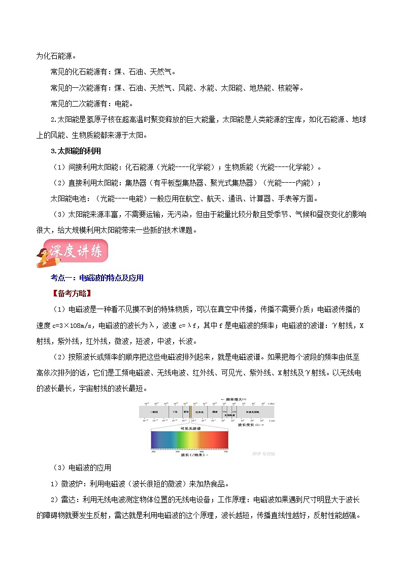 2023年中招物理复习专题  信息传递  能源与可持续发展（测试+讲练）（原卷版+解析版）03