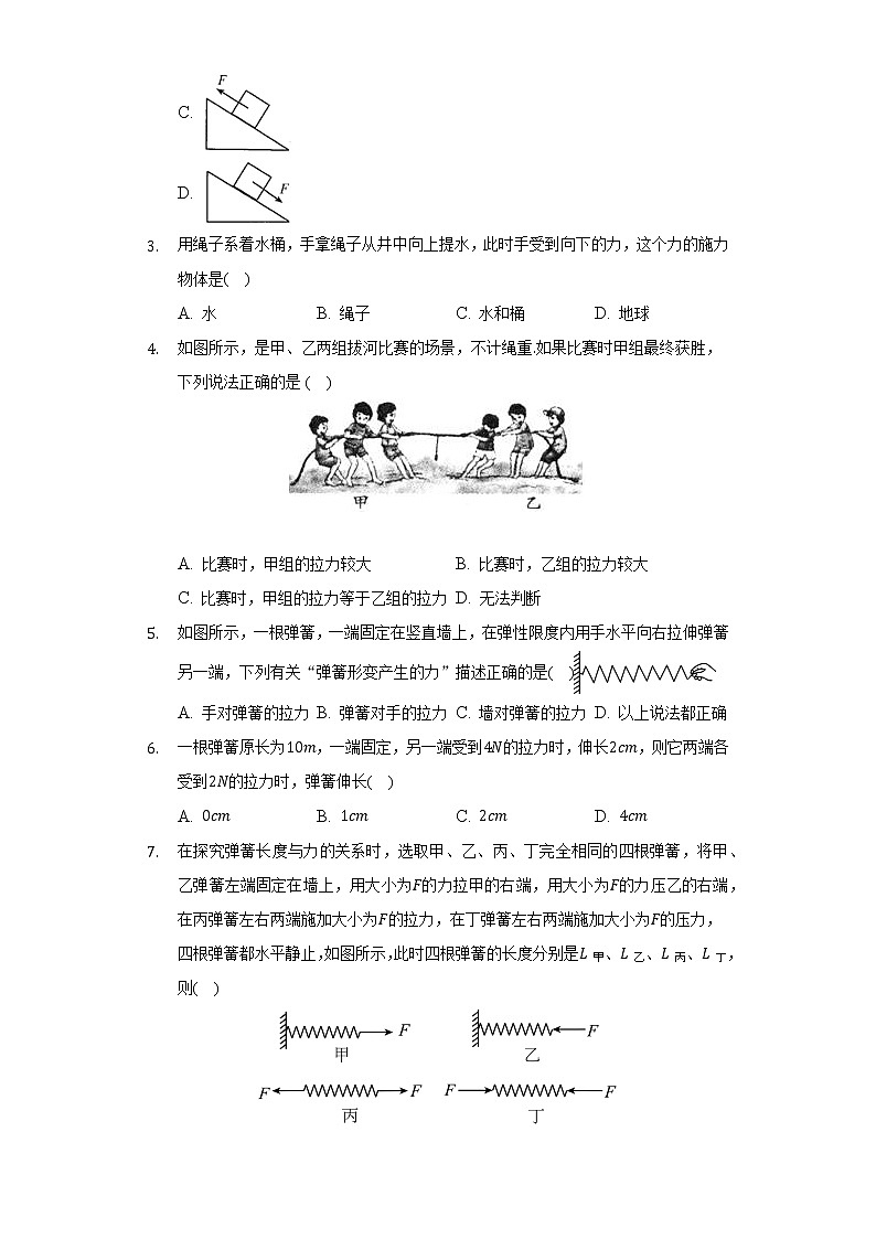 人教版初中物理八年级下册第七章《力》单元测试卷（困难）（含答案解析）02