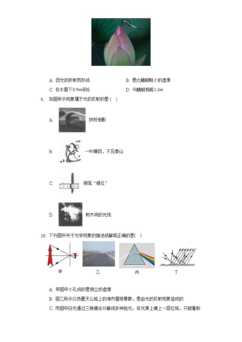 北师大版初中物理八年级上册第五章《光现象》单元测试卷（较易）（含答案解析）03