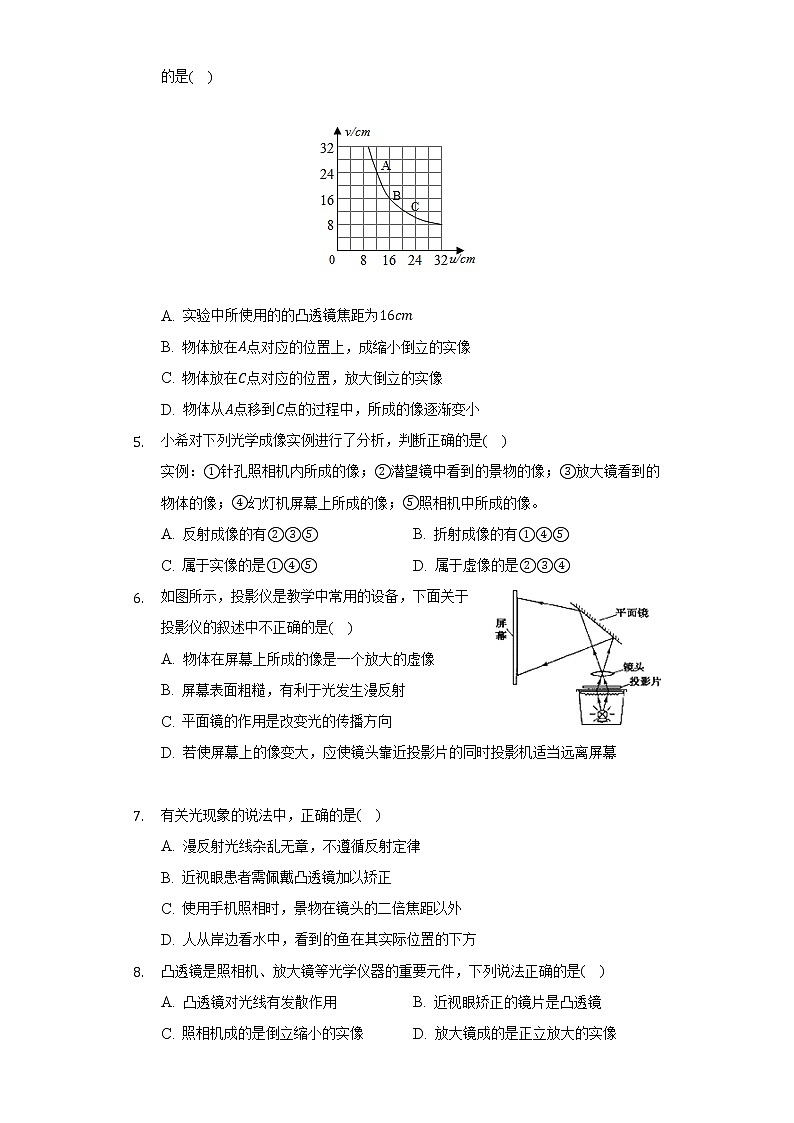 北师大版初中物理八年级下册第六章《常见的光学仪器》单元测试卷（较易）（含答案解析）02