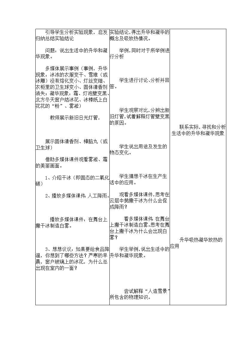 2022年人教版八年级物理上册第3章第4节升华和凝华教案 (2)第3页