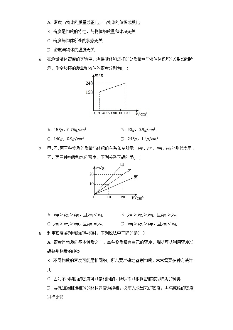 苏科版初中物理八年级下册第六章《物质的物理属性》单元测试卷（标准难度）（含答案解析）02
