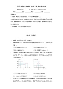 苏科版初中物理九年级上册期中测试卷（标准难度）（含答案解析）