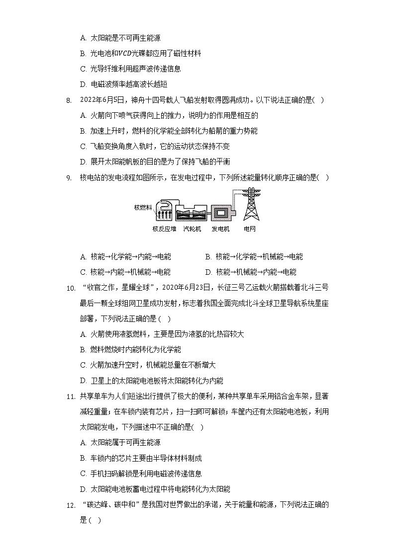 苏科版初中物理九年级下册第十八章《能源与可持续发展》单元测试卷（标准难度）（含答案解析）03