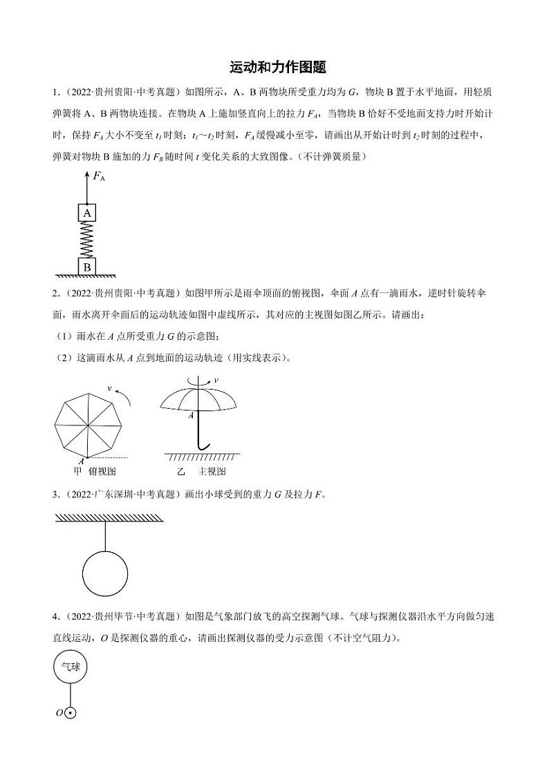 2022年中考物理真题分类汇编之运动和力作图题附真题答案第1页