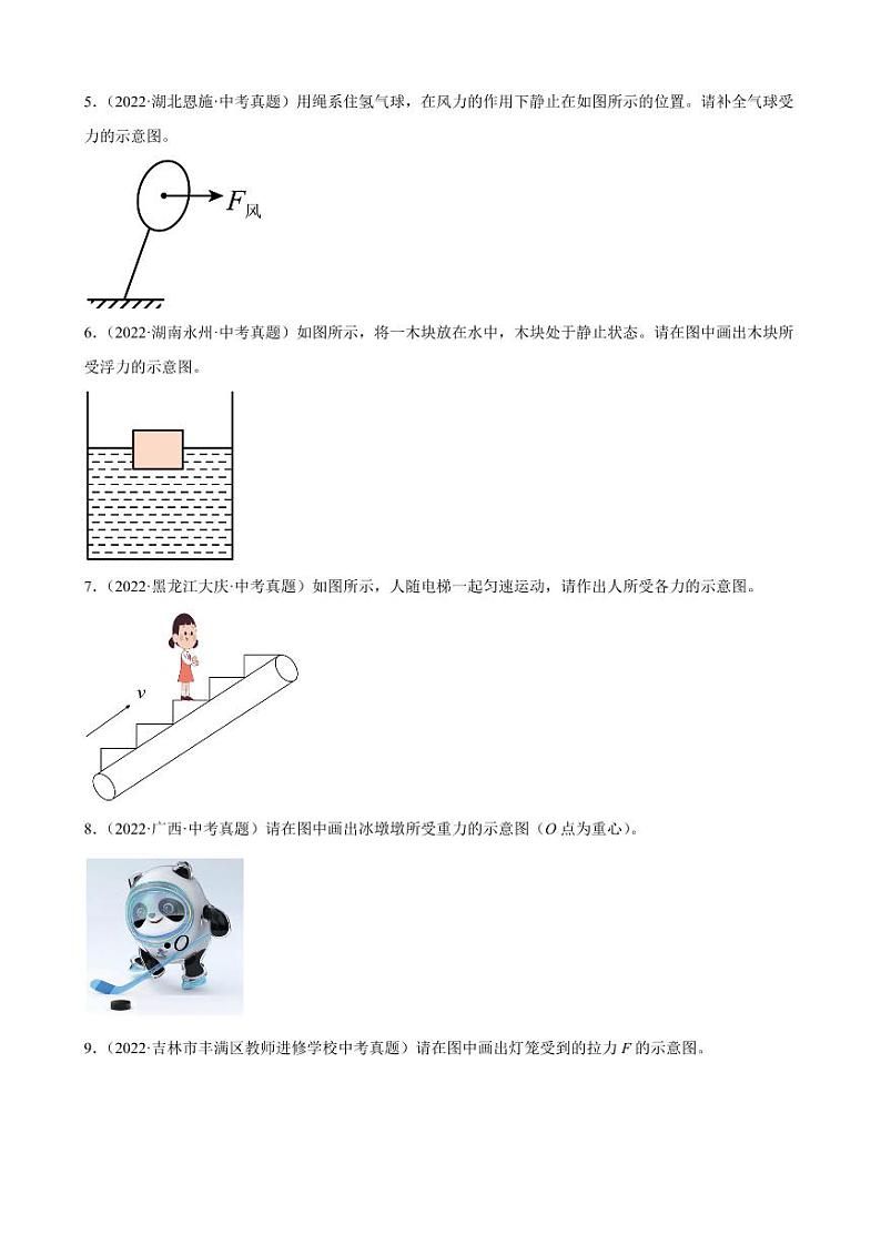 2022年中考物理真题分类汇编之运动和力作图题附真题答案第2页