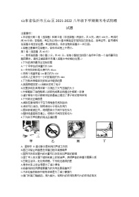 山东省临沂市兰山区2021-2022学年八年级下学期期末考试物理试题(word版含答案)