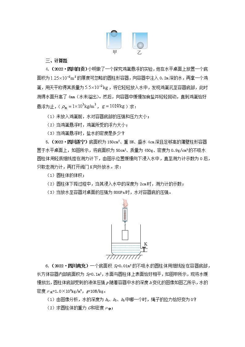 专项一  压强、浮力综合 —2022年中考物理真题分项汇编（全国通用）（第1期）02