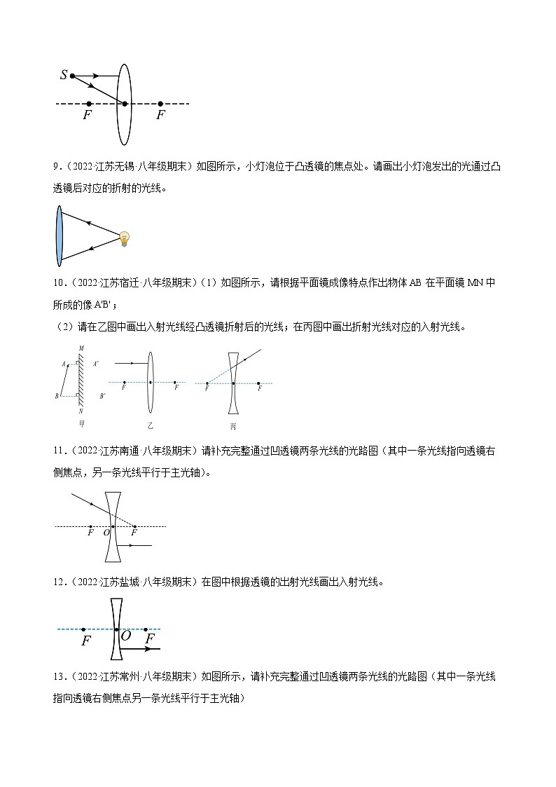 2021-2022学年八年级苏科版物理上学期4.2 透镜 （期末试题分类选编）第3页