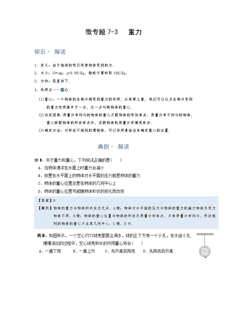 [13393439]物理中考微专题-力-7-3   重力第1页