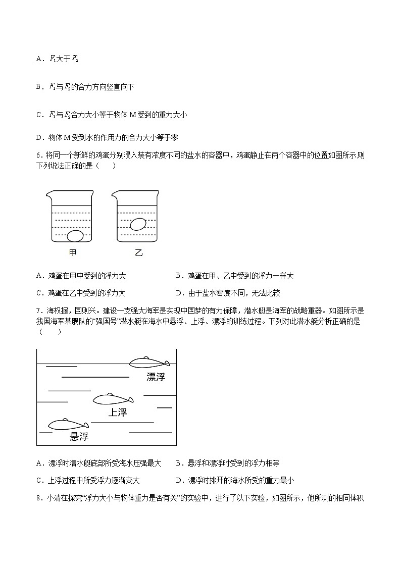 第九章 浮力 单元测试（备作业）（原卷版）第2页
