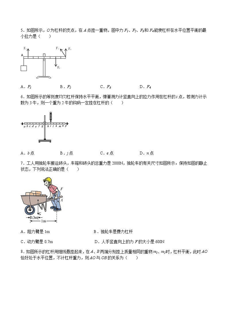 沪科版八下物理10.1科学探究：杠杆的平衡条件 课件+练习02
