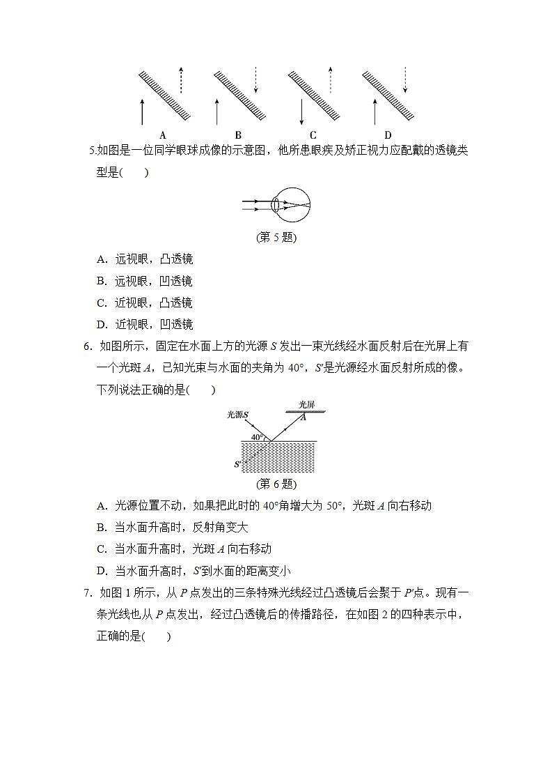 2022--2023学年沪粤版八年级物理上册--第三章 光与眼睛（单元测试卷）第2页