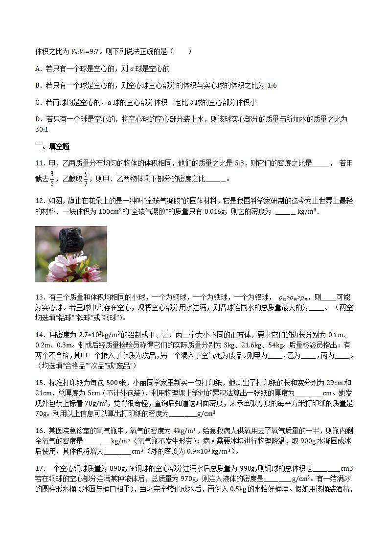 5.3-5.4 科学探究：物质的密度 密度知识的应用 课件+作业八年级物理上册 沪科版八上物理03