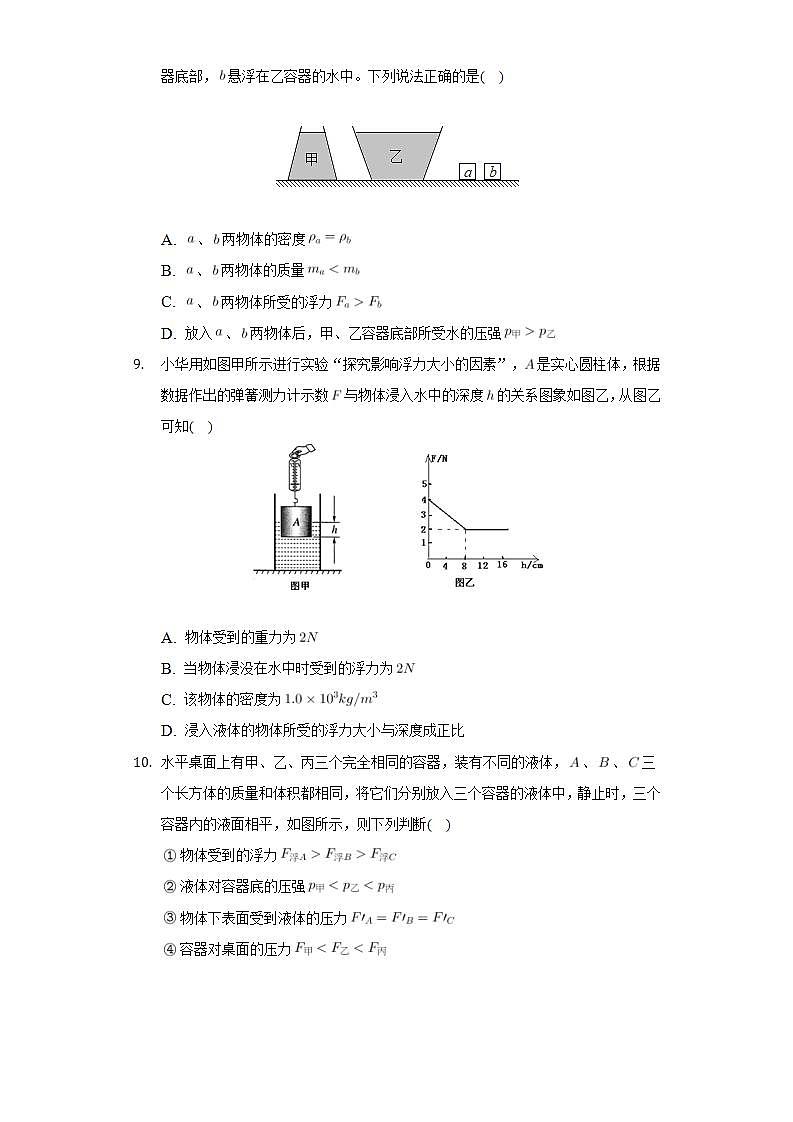 广西贵港市覃塘区2021-2022学年八年级下学期期中考试物理试题 (word版含答案)第3页