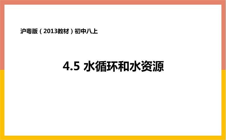 4.5 水循环和水资源课件   沪粤版物理八年级上册01