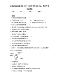 云南省昭通市鲁甸县2021-2022学年九年级（上）期末考试物理试题(word版含答案)