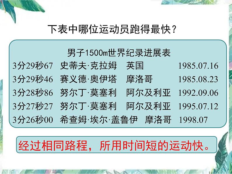 北师大版  八年级上册  比较物体运动快慢 优质课件07