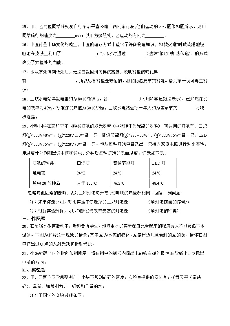 山东省菏泽市2022年中考物理试卷及答案03