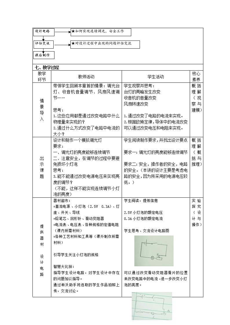苏科版九年级物理 14.5综合实践活动 设计和制作一个模拟的调光灯 教案02