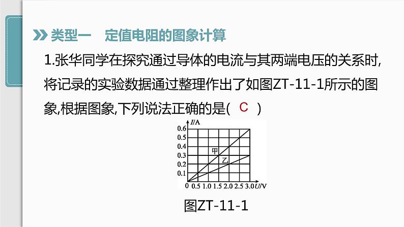 人教版九年级物理专题训练(十一)  欧姆定律与图象结合的计算课件03