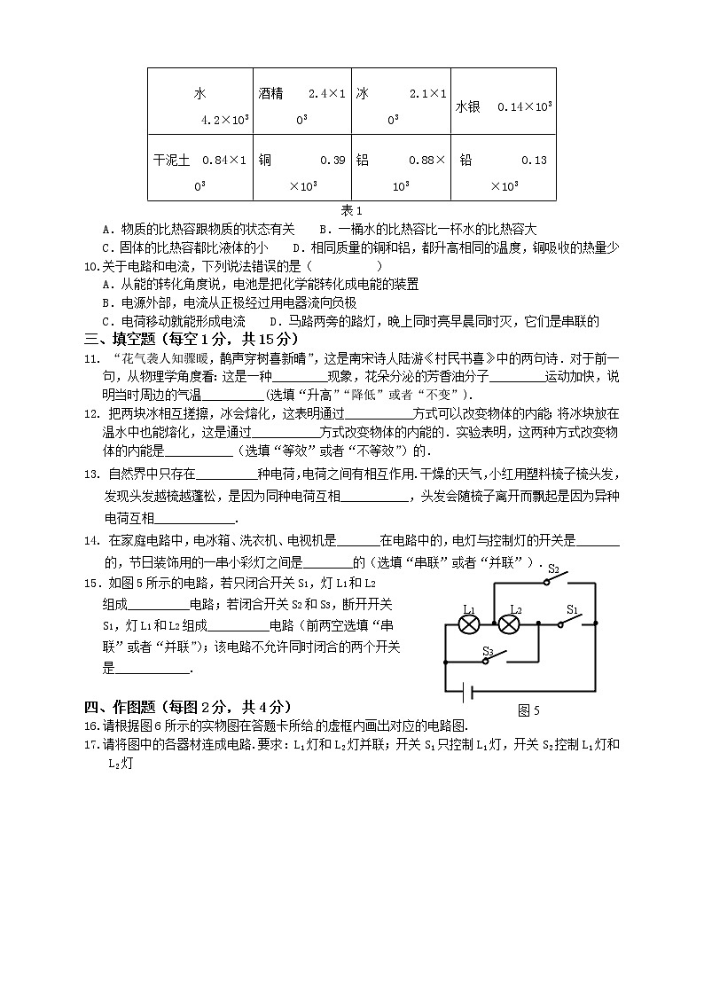 九年级物理广东省湛江二中届九年级9月月考物理试题02