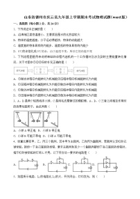 九年级物理山东省德州市庆云县九年级上学期期末考试物理试题（word版含答案）（含答案）