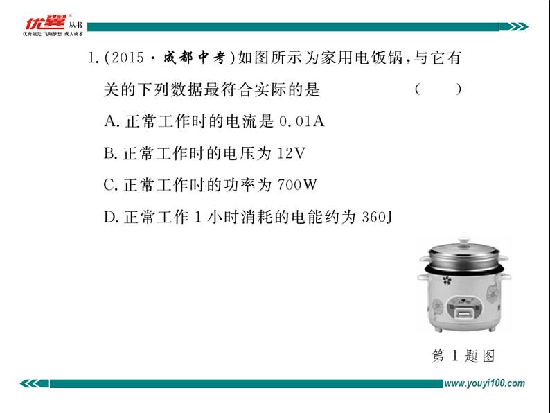 九年级物理期末复习训练四 电功率练习课件第2页