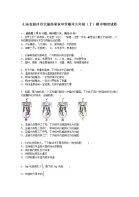 九年级物理山东省滨州市无棣县常家中学联考九年级上学期期中物理试卷（含答案）