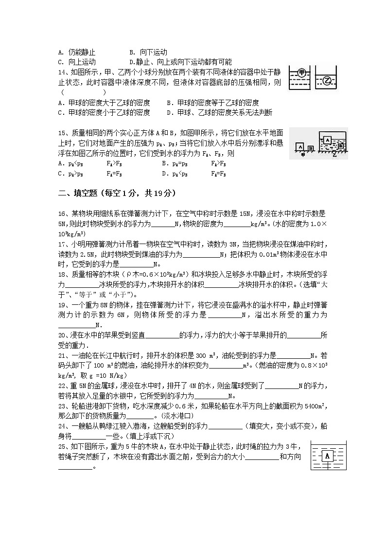 物理八年级下 人教版 第10章 浮力 单元测试题102
