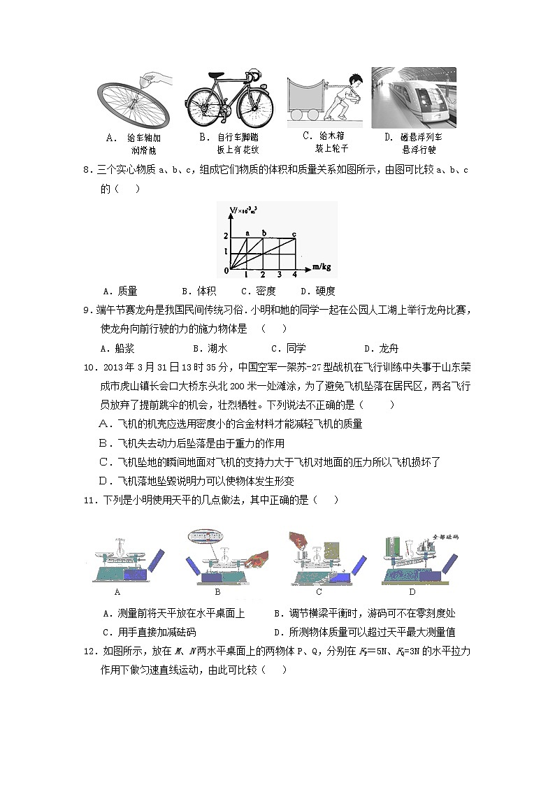 物理八年级下 江苏省盐城市建湖下学期初中级期中考试物理试卷第2页