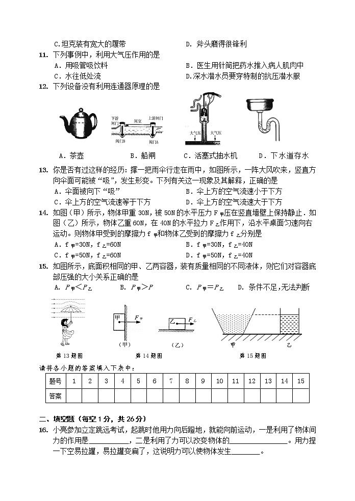 物理八年级下 荆州开发区春季学期期中考试级物理试题及答案第2页