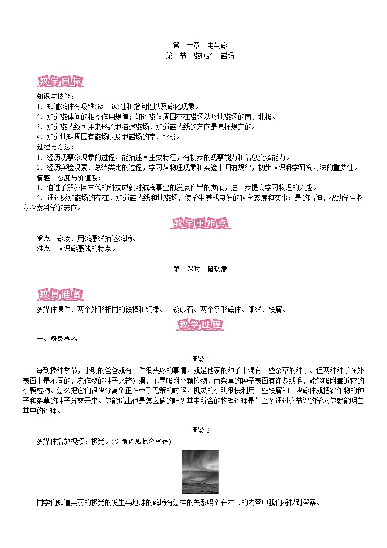 20.1 磁现象 磁场--(课件+教案）人教版九年级物理下册01