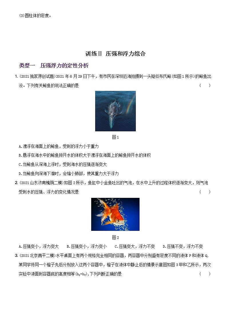 【2022年暑假精细复习 】  专项综合全练（二）浮力的应用与计算、浮力与压强的综合  人教版八年级物理复习03