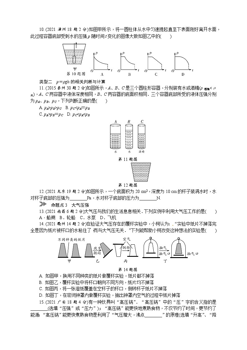 中考物理专题复习分类集训（真题版） 分类集训：8　压强（含答案）第3页