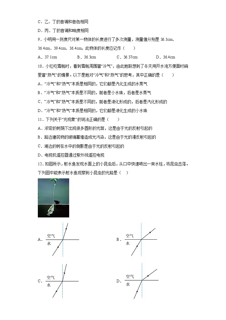 河南省洛阳市偃师市2021-2022学年八年级上学期期末物理试题(含答案)第3页