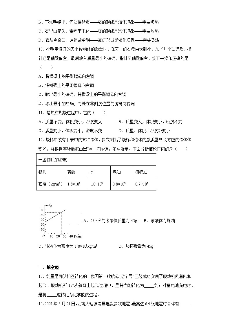 湖南省岳阳市临湘市2021-2022学年八年级上学期期末物理试题(含答案)03