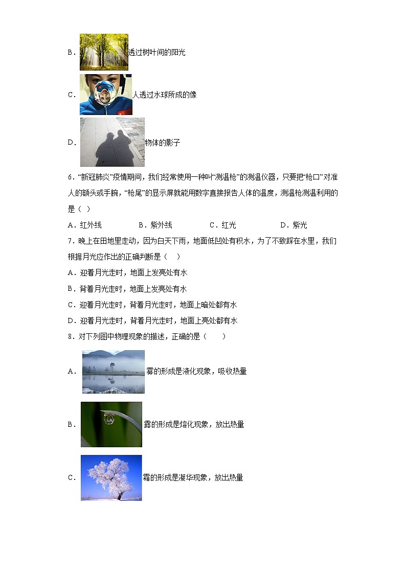 河北省廊坊市广阳六中2021-2022学年八年级上学期期末物理试题(含答案)第2页