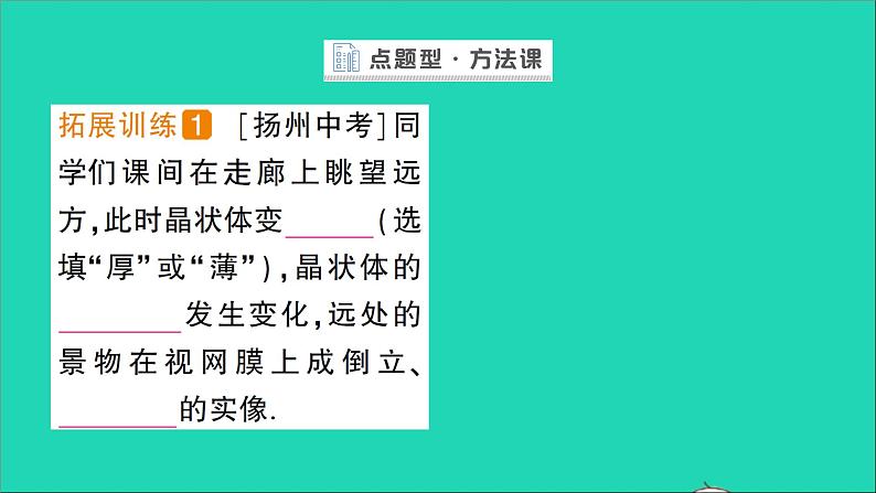 物理北师大版八年级下册同步教学课件第6章 常见的光学仪器 第4节 眼睛和眼镜 作业04