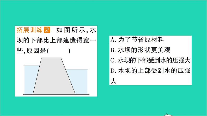 物理北师大版八年级下册同步教学课件第8章 压强与浮力 第2节 液体内部的压强 作业07