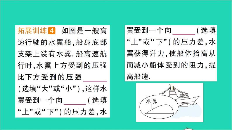 物理北师大版八年级下册同步教学课件第8章 压强与浮力 第7节 飞机为什么能上天 作业07