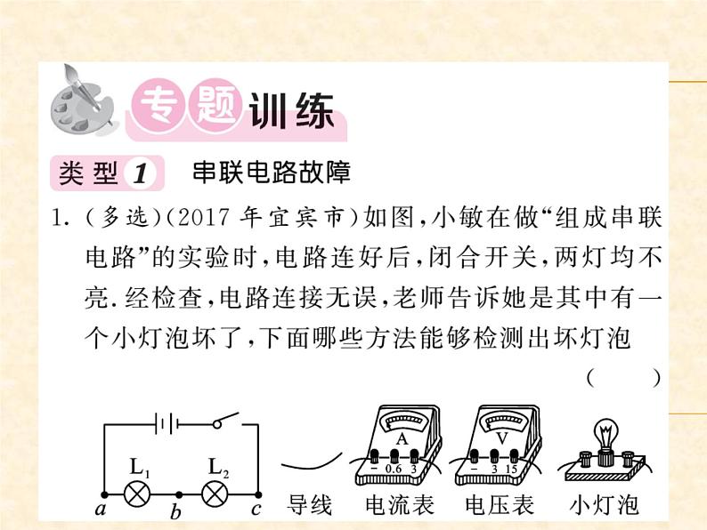 物理人教版九年级上册同步教学课件专题6 电路故障分析02