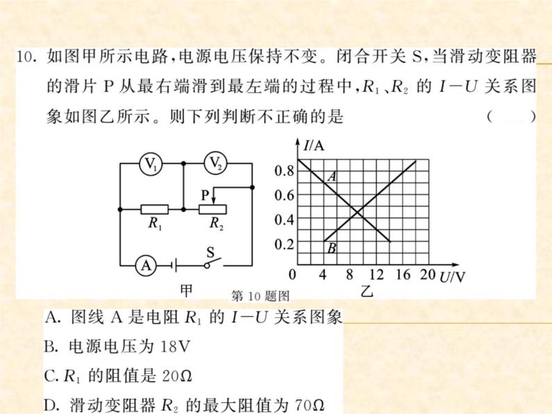 物理人教版九年级上册同步教学课件期末综合测试卷08