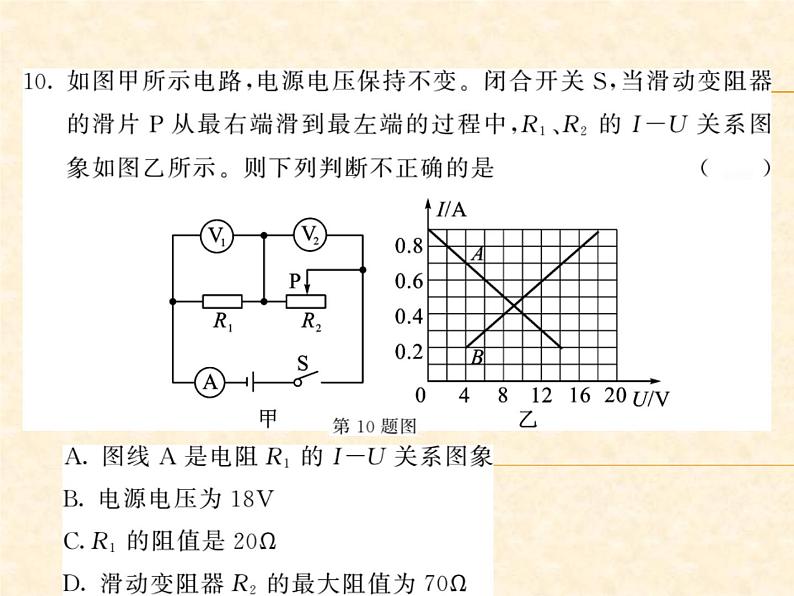 物理人教版九年级上册同步教学课件期末综合测试卷08