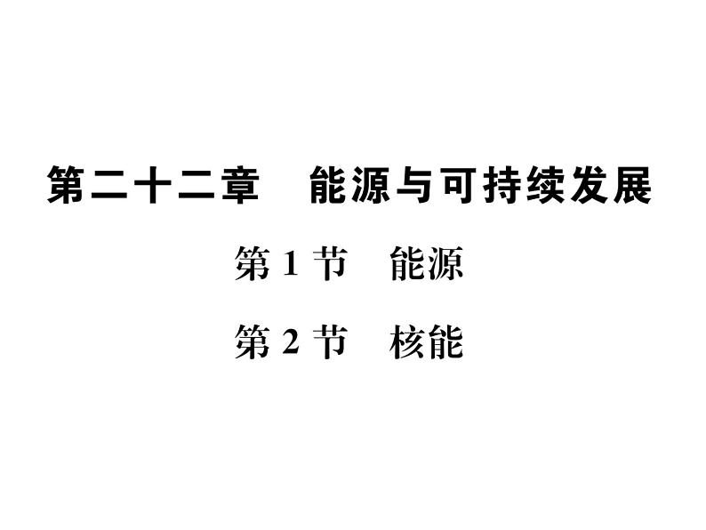 物理人教版九年级下册同步教学课件第22章 第1节 能源 第2节 核能01