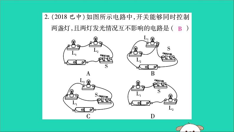 物理人教版九年级上册同步教学课件第15章 电流和电路 专题训练4 串并联电路的识别与设计03