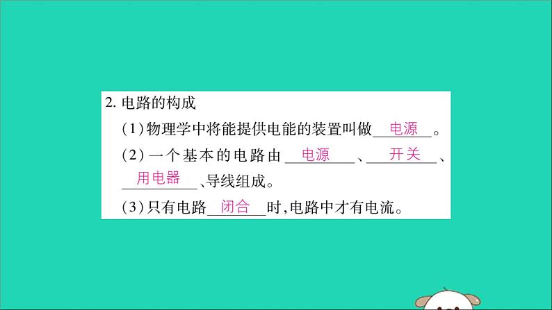 物理人教版九年级上册同步教学课件第15章 电流和电路 第2节 电流和电路04