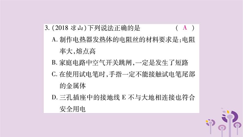 物理人教版九年级上册同步教学课件第19章 生活用电 检测题04