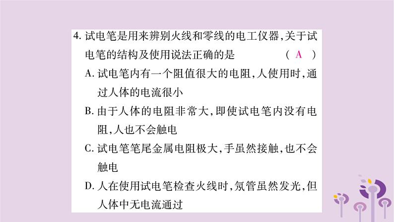 物理人教版九年级上册同步教学课件第19章 生活用电 检测题05